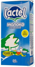 Молоко Лактель ультрапастеризованное с витамином Д 0.5% 1л Украина