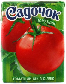 Сок Садочок томатный с солью восстановленный стерилизованный 0.2л Украина