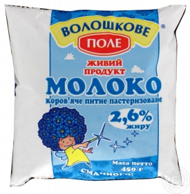 Молоко Волошкове поле пастеризованное 2.6% 450г пленка Украина
