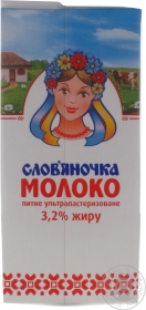 Молоко Славяночка ультрапастеризованное 3.2% 950г Украина