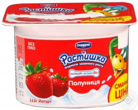Продукт йогуртовый Растишка клубника 2.5% 115г Украина