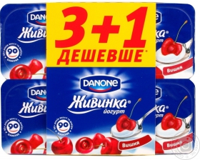 Йогурт Живинка вишня-черника 1.5% 115г х 4 шт Украина
