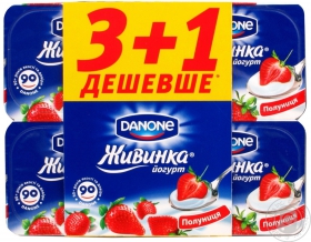 Йогурт Живинка клубника 1.5% 115г х 4 шт Украина