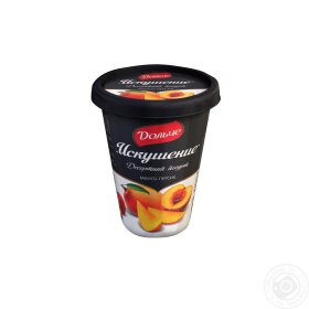 Йогурт Десертний 2,5% Дольче President Спокуса манго-персик ст.330г