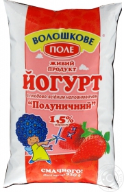 Йогурт 1,5% Волошкове поле Полуниця ф/п 950г