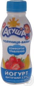 Йогурт детский Агуша клубника-банан 2.7% 200г Украина