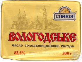 Масло Славія Вологодське 82% 200г