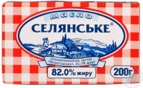 Масло Селянское Вологодское сладкосливочное 82% 200г Украина