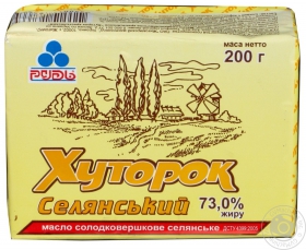 Масло солодковершковий Хуторок Селянське 73% 200г