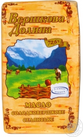 Масло Сливочная долина крестьянское сладкосливочное 72.6% 200г Украина