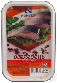 Сельдь Norven филе-кусочки в масле 5 перцев 180г Украина