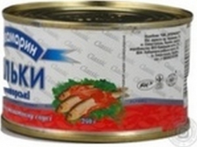 Кильки Аквамарин черноморские обжаренные в томатном соусе 240г Украина