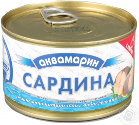 Сардины Аквамарин с добавлением масла 240г Украина