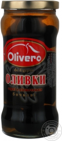 Оливки чорні Olivero з кісточками бочкові 350г