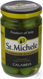 Оливки зелені з кісточкою Калабріа St.Michele с/б 295г