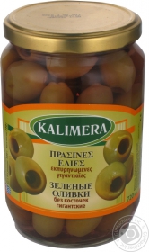 Оливки Kalimera гігантські без кісточки скляна банка 720мл