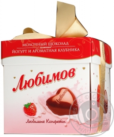 Цукерки в молочному шоколаді з полуничним йогуртом Любімов 208г