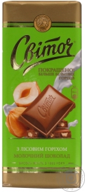 Шоколад молочний з лісовими горіхами Світоч 95г