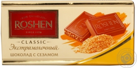 Шоколад экстрамолочный Рошен Классик с сезамом 100г плиточный Украина