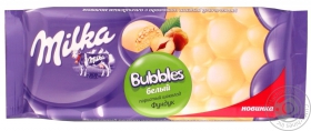Шоколад білий пористий з горіхами Bubbles Milka 83г