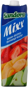 Нектар Сандора Микс банан-яблоко-клубника с мякотью стерилизованный 1л Украина