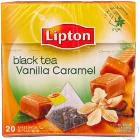 Чай чорний байховий ароматизований Vanilla Caramel з карамеллю та ваніллю Lipton пакет з/я 20шт