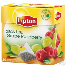 Чай чорний байховий ароматизований Grape Raspberry з виноградом та малиною Lipton пакет з/я 20шт
