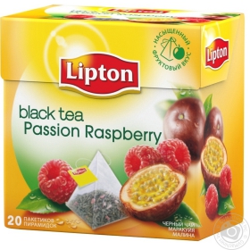 Чай чорний з малиною та маракуйя Passion Raspberry Lipton пакет з/я1,5г*20шт