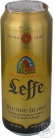 Пиво Leffe Blonde светлое 6.6% 500мл Бельгия