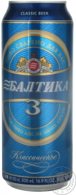 Пиво світле Балтика №3 4,8% залізна банка 0,5л