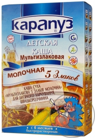 Каша детская Карапуз 5 злаков мультизлаковая молочная 250г Украина