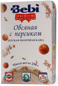 Каша детская молочная Беби Премиум овсяная с персиком 250г Словения
