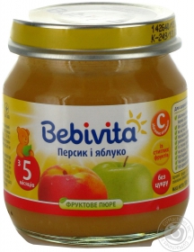 Пюре фруктове Bebivita Персик і яблуко 100г