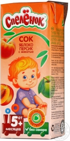 Сок Спельонок яблоко-персик с мякотью восстановленный 0.2л Россия