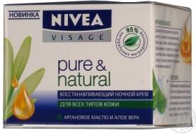 Крем для обличчя нічний Nivea відновлюючий Pure&amp;Natural 50мл