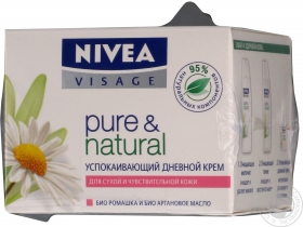 Крем для обличчя для сухої та чутливої шкіри Nivea Pure Natural 50мл
