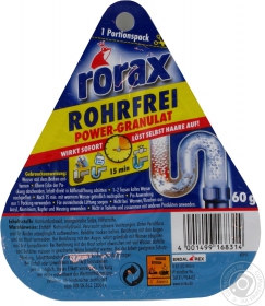 Засіб для чищення каналізаційних труб Rorax гранули 60мл