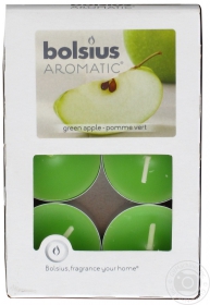 Свічка парафінова Bolsius чайна ароматизована изована яблоко 6шт