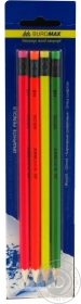 Набір олівців графітовий НВ BuroMax асорті голограма,з ластиком 4шт