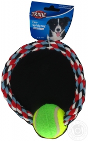 Іграшка для тварин Trixie Ігровий канат з тенісним м&#39;ячем 18см