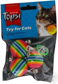 Іграшка для тварин Topsi М&#39;ячі з веселкою на гумовій мотузці 1618 3,5см3шт