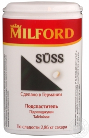 Сахарозаменитель (подсластитель) Милфорд на основе цикламата и сахарина в таблетках 650шт 39г Германия