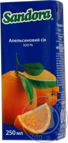 Сок Сандора апельсиновый восстановленный 250мл Украина