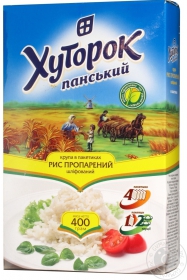 Рис Хуторок Панский пропаренный шлифованный в пакетиках 400г Украина