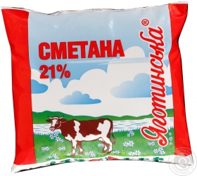 Сметана ТМ Яготинське&quot; 21% 400гр. Плівка&quot;