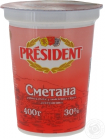 Сметана Президент 30% 400г Украина