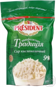 Творог Президент Творожная традиция 9% 900г Украина