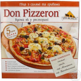 Піцца з салямі та грибами Don Pizzeron Три Ведмедi 350г