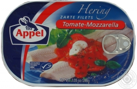 Філе оселедця в томатному соусі з моцареллою Appel з/б 230г