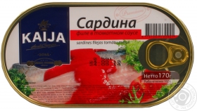 Сардины KAIJA филе в томатном соусе 170г Латвия